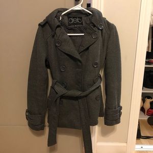 Pea coat with detachable hood